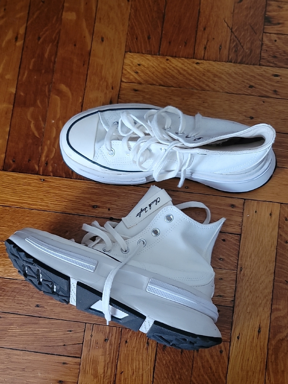 Converse Cream White Sneakers with Textile Tag